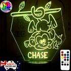 Monkey Safari Jungle Personalised Name LED Night Light Lamp 7 Colours + Remote