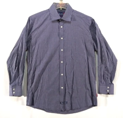 English Laundry Mens 16.5 34/35 (L) Blue Diamond Long Sleeve Button Up Flip Cuff - image 1 of 4