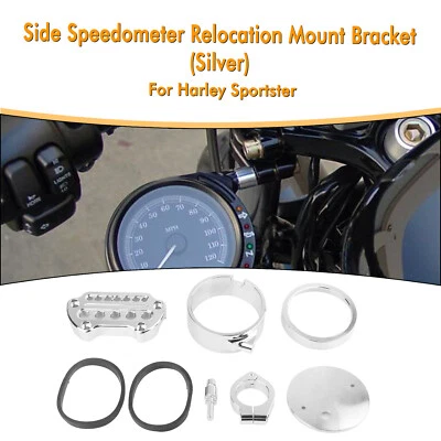 Chrome Side Speedometer Relocation Mount Bracket Fti For Harley Sportster - Imagem 1 de 4
