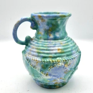 Vintage Jug Art Deco Moresque Studio Pottery Green Twist Rope Pitcher Flagon - Picture 1 of 8