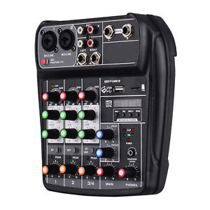 AI-4 Compact Mixing Console Digital Audio Mixer 4-Channel BT MP3 for DJ Karaoke