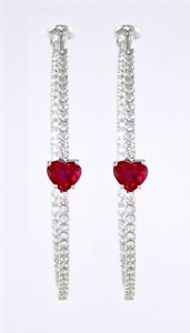 GIA Certified | Vivid Pigeon Blood Red Heart Ruby & VS clarity D Diamond Earring