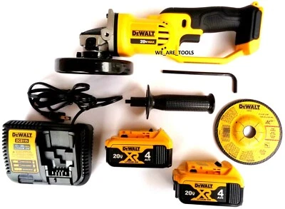 Amoladora Dewalt DCG412 20V 4 1/2", (2) 4.0 DCB204 baterías, cargador 20 voltios MAX Foto 1 de 4