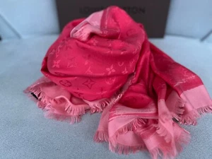 Louis Vuitton silk & wool Shawl / Scarf, Monogram arty rose pink, rrp £505 - Picture 1 of 11