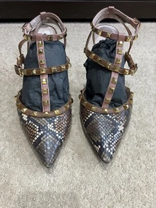 Womens LODI Black & Brown Snake print rock stud heels uk 4 - Picture 1 of 7