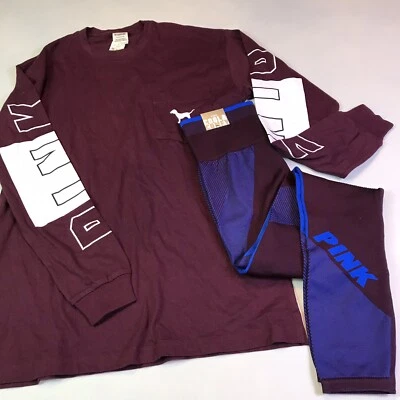 Victorias Secret PINK SMALL Campus Top & High Waist Cool & Comfy Legging Outfit - Image 1 of 4