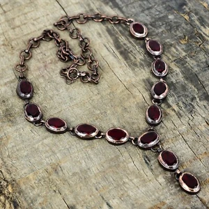 Collar de boda electroformado cadena de cobre granate natural de Mozambique joyería - Imagen 1 de 6