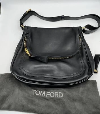 Tom Ford Venta al por menor - $3990 Bolso Bandolera Jennifer Cuero Negro Cremallera Dorada Mediano Foto 1 de 4