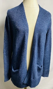 G.H. Bass & Co. Blue Long Sleeve Open Front Cardigan Sweater Sz S. 2 Pockets - Picture 1 of 4