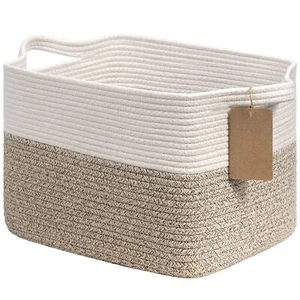 Woven Storage Basket For Shelves Cotton Rope Dog Toy Bin Empty Gift Basket With - Picture 1 of 9