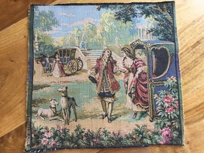 ancienne tapisserie scéne galante : 25 X  24 cm ( F 16) - Photo 1/2