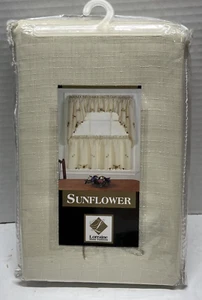 Lorraine Girasol Café Tier Cortinas 60" ANCHO Y 36" LARGO - Imagen 1 de 2