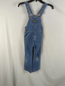 Vintage OshKosh Unisex Jean Denim Overalls Bibs Vestbak Kids Size 6 made in USA - Picture 1 of 13