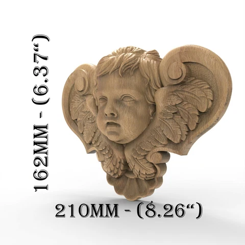 Wood Carved Angel Cherub Vintage Furniture Applique Center Piece Wall Ornament Cover
