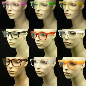 Clear glasses lens men women nerd geek fake eye unisex frame style 80s 1980s