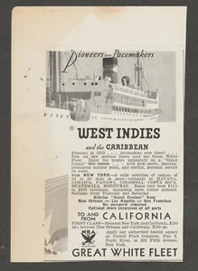 VINTAGE AD GREAT WHITE FLEET WEST INDIES & CARIBBEAN CRUISE DECEMBER 1933 - Picture 1 of 1