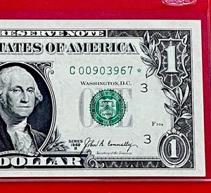 1969-B STAR NOTE $1 DOLLAR BILL ( PHILADELPHIA C ) UNCIRCULATED - Picture 1 of 3