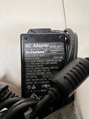 Adaptador de CA Original Lenovo 65W 20V 3.25A Fuente de Alimentación P/N 92P1156  Foto 1 de 4