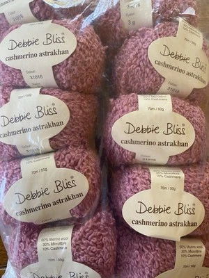 Debbie Bliss Cashmerino Astrakhan Wool/Cashmere Blend 10x50g Rose PINK 31016 - Image 1 of 3