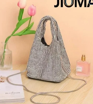 Crystal Mesh Small Crossbody Silver Purse - Image 1 of 4