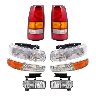 Headlights, Tail Lights, Park/Signal & Fog Lights 8 Pc 99-02 Silverado 1500/2500 - Imagem 1 de 4
