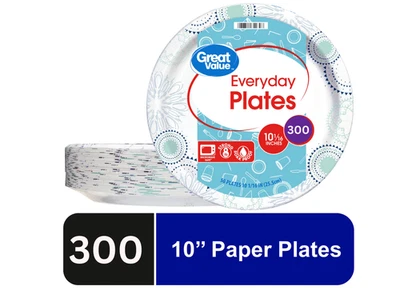 Platos de papel desechables diarios de gran valor, 10", 300 unidades Foto 1 de 2