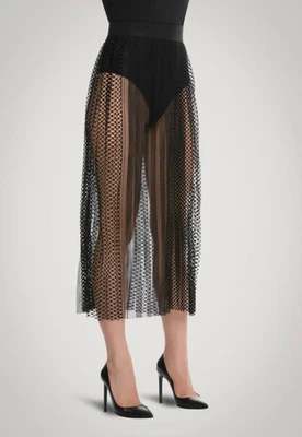 Falda midi Wolford rara edición limitada negra plisada red desvanecida malla talla S/M nueva con etiquetas Foto 1 de 4