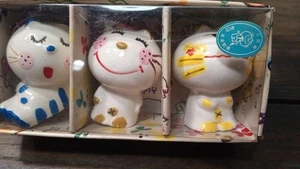 Set of 3 with box Ado Mizumori Cat Miitan Mirai Theater Ceramic Ornament Vintage - Picture 1 of 14