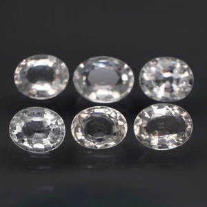 Oval 8x6 to 9x7mm.Natural White Topaz Africa Full Sparkling 6Pcs/11.38Ct. - Picture 1 of 6