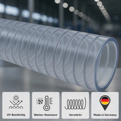 Saugschlauch | Transparent | Spiralschlauch Förderschlauch Pumpen - Meterware - Bild 1 von 4