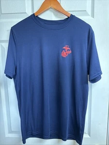 T-Shirt Marines Polyester dunkelblau Top Zustand Gr. L Training Freizeit - Bild 1 von 7