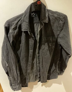 Stray Button Up Shirt Mens Size M Black Long Sleeve Collared Pocket FREE POST - Picture 1 of 2