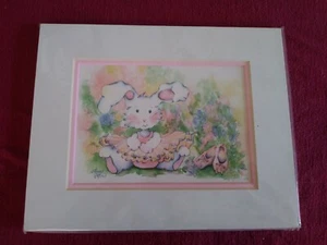 Laura Peters; Snapdragon Studio Watercolor Matted Little Bunny Tutu 12/250 - Picture 1 of 6