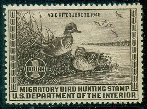 US #RW6, $1.00 Green-Winged Teal, og, LH, VF, Scott $115.00 - Image 1 of 1