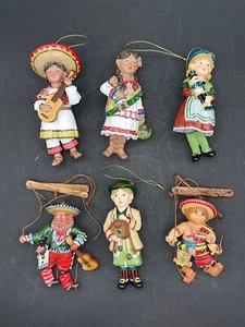 Set Of 6 VTG Dillard's Trimmings Christmas Ornaments Children of The World Mexic - Picture 1 of 9