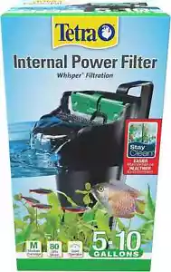 Tetra Whisper Internal Power Filter 5 To 10 Gallons In-Tank With Air Pump, Black - Picture 1 of 5