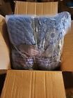 Berkshire Cable Sherpa Cape Throw Wearable Throw Blanket - Denium Blue Brand New