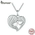 BAMOER 925 Sterling Silver Mom & Daughter Love Necklace Mother Gift Women 