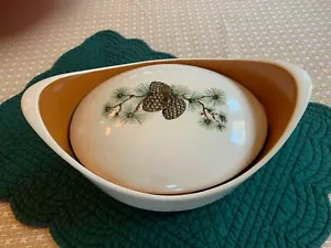 MCM Pine Cone Design Lid Covered Serving Dish White/GreenBrown Pine Cone - Picture 1 of 10