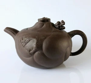 Yixing Chinese Oriental Teapot Clay Brown Dragon - Picture 1 of 11
