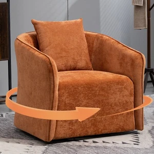 360° Swivel Velvet Accent Chair for Living Room, Upholstered Barrel Armchair - Picture 1 of 8