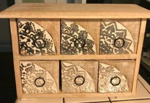 DECORACIÓN DEL HOGAR ESTILO GRANJA MADERA 6 CAJONES DECORATIVO USADO - Imagen 1 de 6