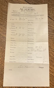 1903 Report Card Beloit College Academy - Picture 1 of 6