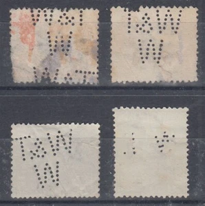 NEW ZEALAND 1909/1915 KEVII & KGV PERFINS (x4) "W&T/W" (ID:061/D63168) - Picture 1 of 2