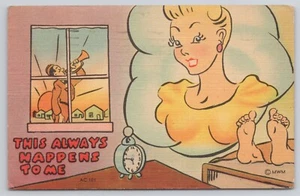 Guy Dreaming About Blond Woman, This Always Happens to Me Funny PM 1942 Postal - Imagen 1 de 2