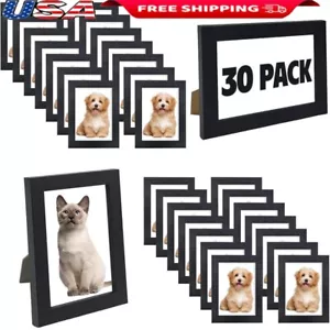 Bulk Set of 30 4x6 Wood Picture Frames Tabletop Wall Display Multi Photo Frame - Picture 1 of 7