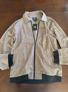 NWT PX Clothing Men's Full Zip Brown/White Chevron Design Jacket - Size Large - Picture 1 of 10