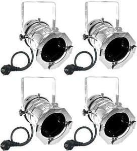 4 x PAR-30 Spot Silber mit E27 Fassung & Stecker PAR 30 Scheinwerfer Spotlight - Picture 1 of 4