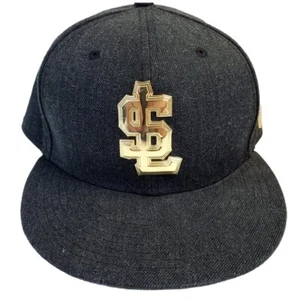 Salt Lake Bees 7 1/2 Hat SL Gold Metal Logo Cap St Louis Cardinals Black 59Fifty - Picture 1 of 16
