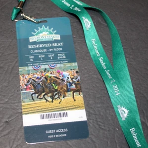 Boleto de asiento reservado Belmont Stakes 2014 y tonalista de cordón, montado por Joel Rosa - Imagen 1 de 11